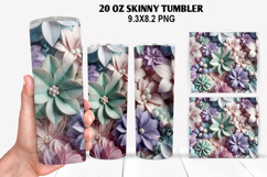 3D Flower Skinny Tumbler 20oz Wrap Design,Flowers Tumble PNG Product Image 1