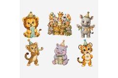 Safari Animals Birthday Clipart PNG, 12 Cute Jungle Animal Product Image 4