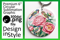Elegant Keychain Circle Design PNG , Birds Product Image 1