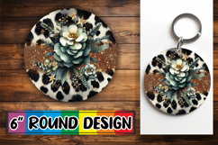Unique Round Keychain Sublimation PNG, Leopard Prints Product Image 1