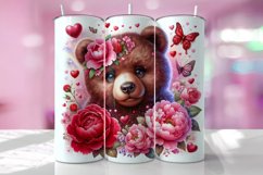 Valentine's Day Bear Tumbler Wrap Sublimation Design Product Image 1