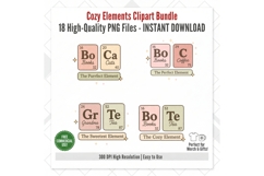 Cozy Elements Clipart Bundle PNG, Faux Periodic Table Quotes Product Image 5