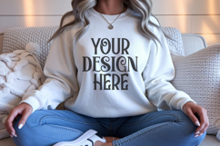 Gildan 18000 White Sweatshirt mockup Product Image 1