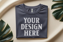 Gildan 64000 Black Folded T-Shirt Mockup | Flat Lay Unisex Product Image 1