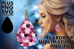 Watercolor Hearts Adorned: Teardrop Earrings Sublimation Product Image 1