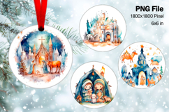 Nativity Scene Christmas Ornament Round Circle Jesus Baby_31 Product Image 1