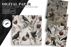 Black Raven Crow Halloween Background Seamless Pattern_31 Product Image 1