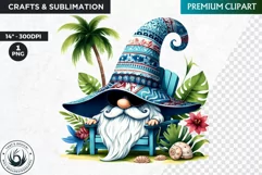 Summer Gnome clipart PNG, Beach gnome sublimation, tropical Product Image 1