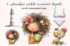 Watercolor Pastel Summer Clipart PNG Product Image 1