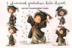 Whimsical Graduation Kids Clipart PNG Product Image 1