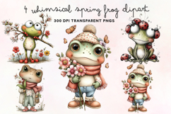 Whimsical Spring Frog Clipart PNG Product Image 1
