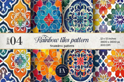 Rainbow Tiles Digital Paper, Colorful Tiles Pattern Product Image 1