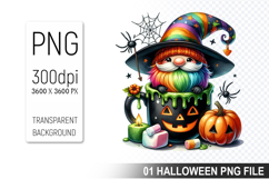 Halloween Coffee Cup Gnome, Halloween Clipart PNG File Product Image 1