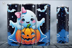 4 Cute Ghost Tumbler Sublimation, 20 oz Tumbler Wrap Product Image 4
