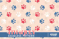 American 4th of July Cat Dog Paw Seamless Pattern PNG DTF Product Image 1