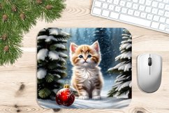 Cat in Christmas winter forest. MousePad Sublimation design Product Image 1