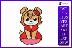 Cute Puppy with Rose Machine Embroidery Design Product Image 1