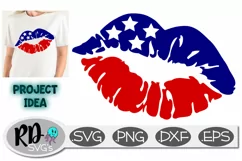 Red White and Blue Lips - A 4th of July Cricut Cut File Product Image 1