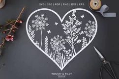 Meadow Heart - Papercut Template SVG EPS DXF PNG PDF JPG Product Image 1