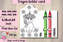 Lovely unicorn in flowers ,Crayon Holder Card for baby showe Product Image 1