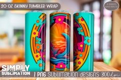 3D Retro Beach Sublimation Skinny Tumbler Wrap| 20oz | Png Product Image 2