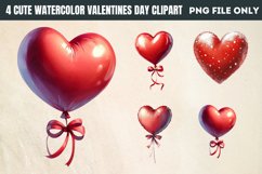 Cute Watercolor Valentines Day Clipart PNG Product Image 1