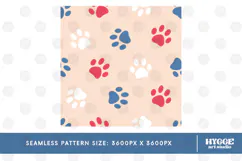 American 4th of July Cat Dog Paw Seamless Pattern PNG DTF Product Image 2