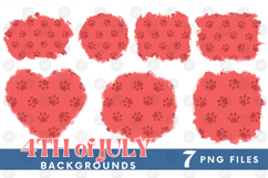 American 4th of July Cat Dog Paw Background Png DTF Bundle Product Image 1
