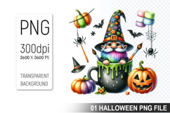 Halloween Coffee Cup Gnome, Halloween Clipart PNG File Product Image 1