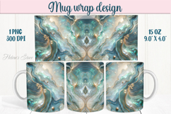 Aquamarine ocean pearl mug wrap 15oz sublimation designs png Product Image 1