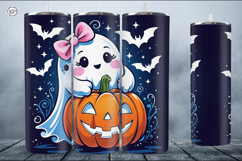 4 Cute Ghost Tumbler Sublimation, 20 oz Tumbler Wrap Product Image 5