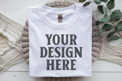 White Gildan 5000 Flat Lay Tshirt Mockup, G5000 mockups Product Image 1