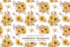 Watercolor sunflower seamless pattern- PNG, JPEG Product Image 1
