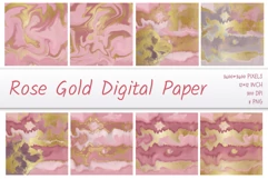 Rose Gold marble Digital Paper PNG. Iridescent Gold Rose Product Image 2