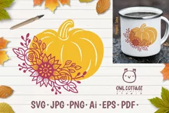 Floral Pumpkin svg, Halloween Floral Decor, Fall svg Product Image 1