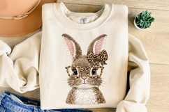 Easter Bunny png, Leopard Print Knit Bunny with Glasses png Product Image 6