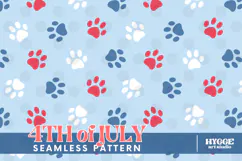 American 4th of July Cat Dog Paw Seamless Pattern PNG DTF Product Image 1