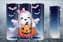 4 Cute Ghost Tumbler Sublimation, 20 oz Tumbler Wrap Product Image 2