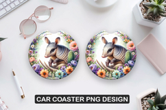 Armadillo Car Coaster Sublimation| Animal Coaster PNG Product Image 1