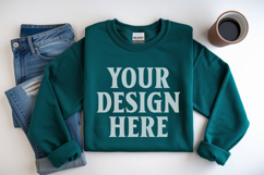 Irish Green Gildan 18000 Folded Flat Lay Mockups Product Image 1