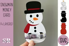 Snowman Money card | Paper cutting | Money card SVG Product Image 1