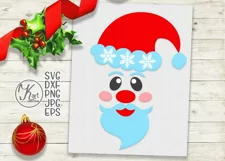Santa face svg dxf file png clip art digital download Product Image 1