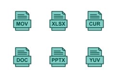 Set Of File Formats Icons Product Image 1
