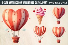Cute Watercolor Valentines Day Clipart PNG Product Image 1
