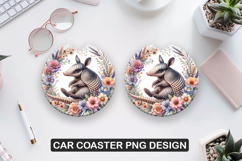 Armadillo Car Coaster Sublimation| Animal Coaster PNG Product Image 1