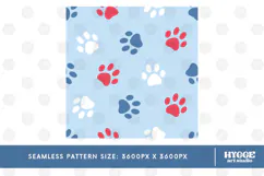 American 4th of July Cat Dog Paw Seamless Pattern PNG DTF Product Image 2
