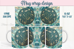 Aquamarine ocean pearl mug wrap 15oz sublimation designs png Product Image 1
