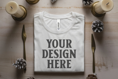 Christmas Bella Canvas 3001 White Folded Tshirt Mockup Product Image 1