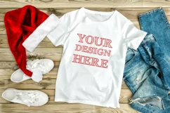 Christmas t shirt mock up template t-shirt flat lay JPG Product Image 2