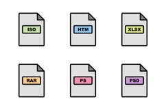 Set Of File Formats Icons Product Image 1